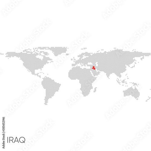 Dotted world map with marked iraq