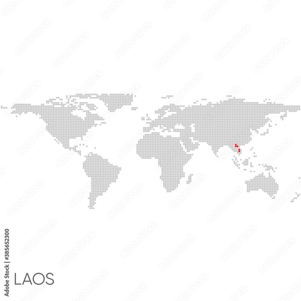 Dotted world map with marked laos