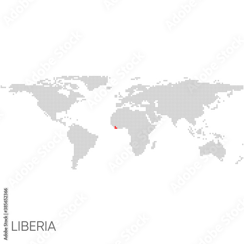 Fototapeta Naklejka Na Ścianę i Meble -  Dotted world map with marked liberia