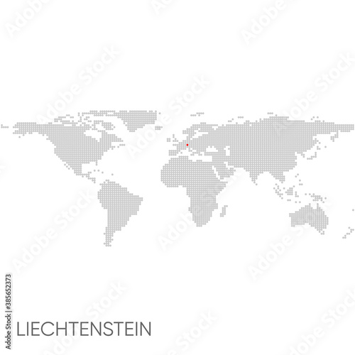 Fototapeta Naklejka Na Ścianę i Meble -  Dotted world map with marked Liechtenstein