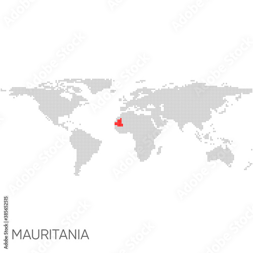 Fototapeta Naklejka Na Ścianę i Meble -  Dotted world map with marked mauritania