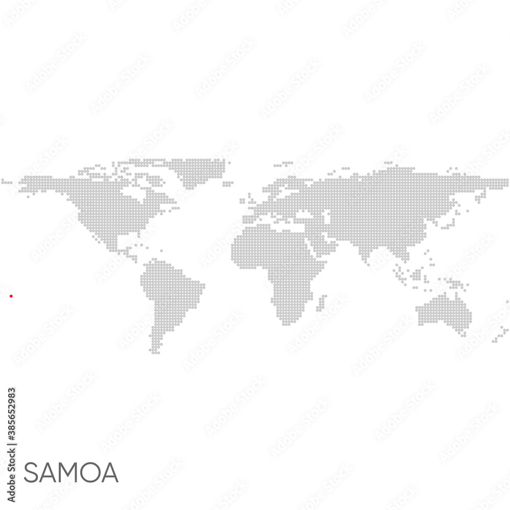 Dotted world map with marked samoa