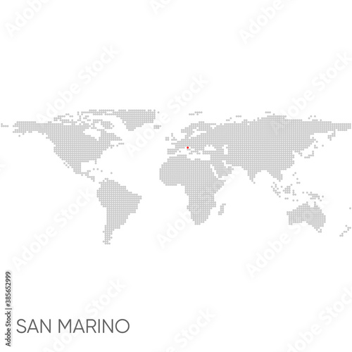 Fototapeta Naklejka Na Ścianę i Meble -  Dotted world map with marked san marino