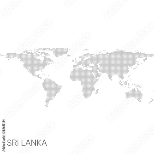 Dotted world map with marked sri lanka