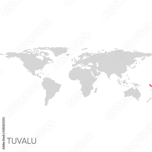 Dotted world map with marked tuvalu