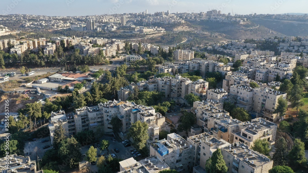 
Jerusalem orthodox neighborhood Ramot Alon Aerial view
Drone Image of Israeli settlement in northwest East Jerusalem
