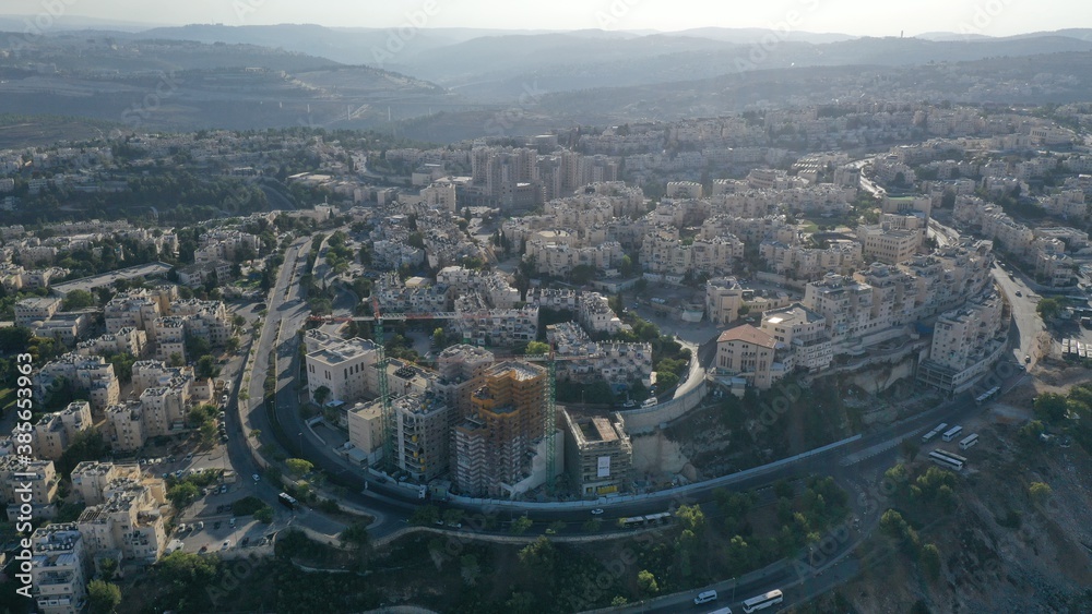 
Jerusalem orthodox neighborhood Ramot Alon Aerial view
Drone Image of Israeli settlement in northwest East Jerusalem
