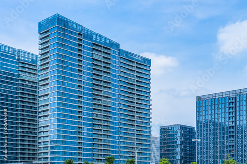 Photography modern buildings complex against sky, suzhou, china.