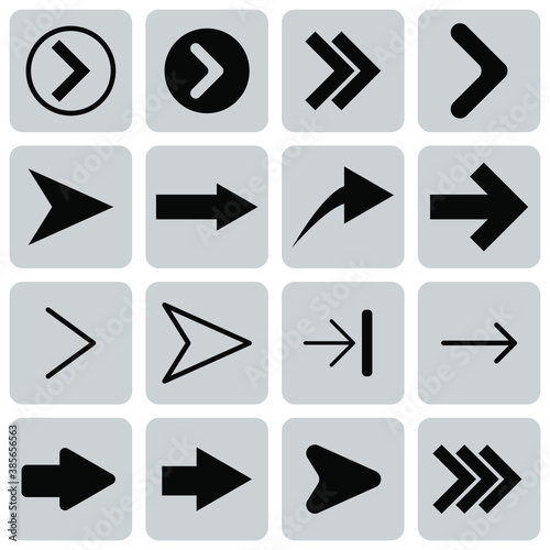 Set of simple arrows, waypoint sign symbols isolated on white background EPS Vector