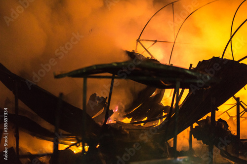 Fire incident in the storage room at Bangkok, Thailand.