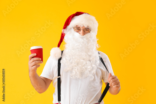 Santa Claus with coffee on ...