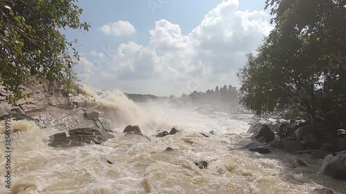 A heavy flow of water dropping off of waterfalls after rain in Usri River at Usri Falls in Giridih, Jharkhand, India on Tuesday 6th October 2020. photo