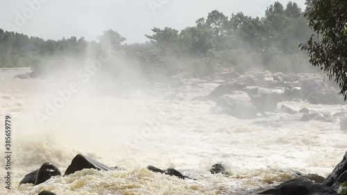 Heavy flow of water dropping off of waterfalls of Usri River at Usri Falls in Giridih, Jharkhand, India on Tuesday 6th October 2020. photo