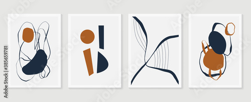 Abstract wall art vector collection.  Abstract organic shape Art design for poster, print, cover, wallpaper, Minimal and  natural wall art. Vector illustration.