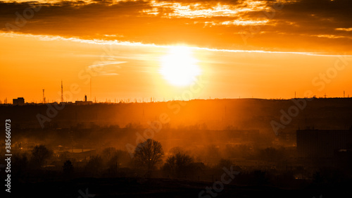 sunset in the city