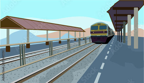 Subway train transportation in old city .Illustration - Vector
