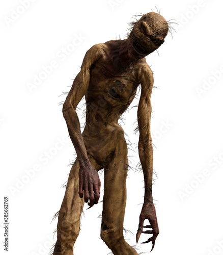 Straw man scarecrow monster isolated on white background 3d illustration