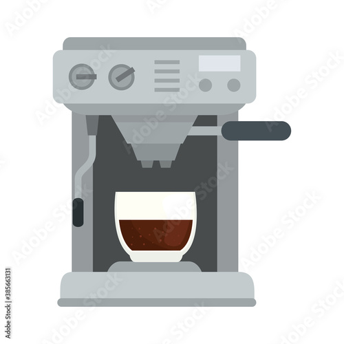 coffee machine with glass cup design of drink caffeine breakfast and beverage theme Vector illustration