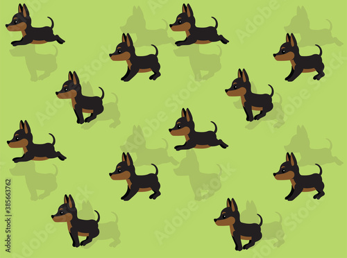 Animal Animation Dog Minature Pinscher Cartoon Vector Illustration Seamless Background-01