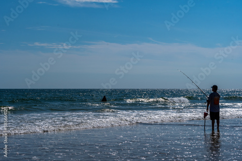 Beach Fishing Silhouette of Man