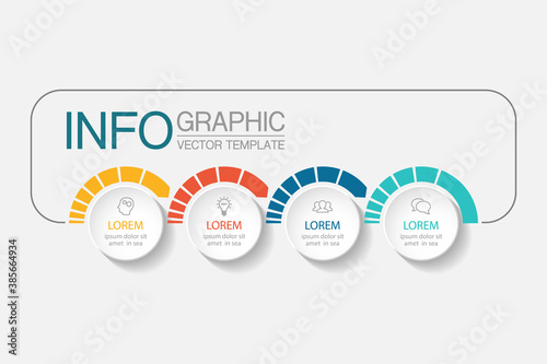 Vector infographic template, 4 steps or options. Data presentation, business concept design for web, brochure, diagram.