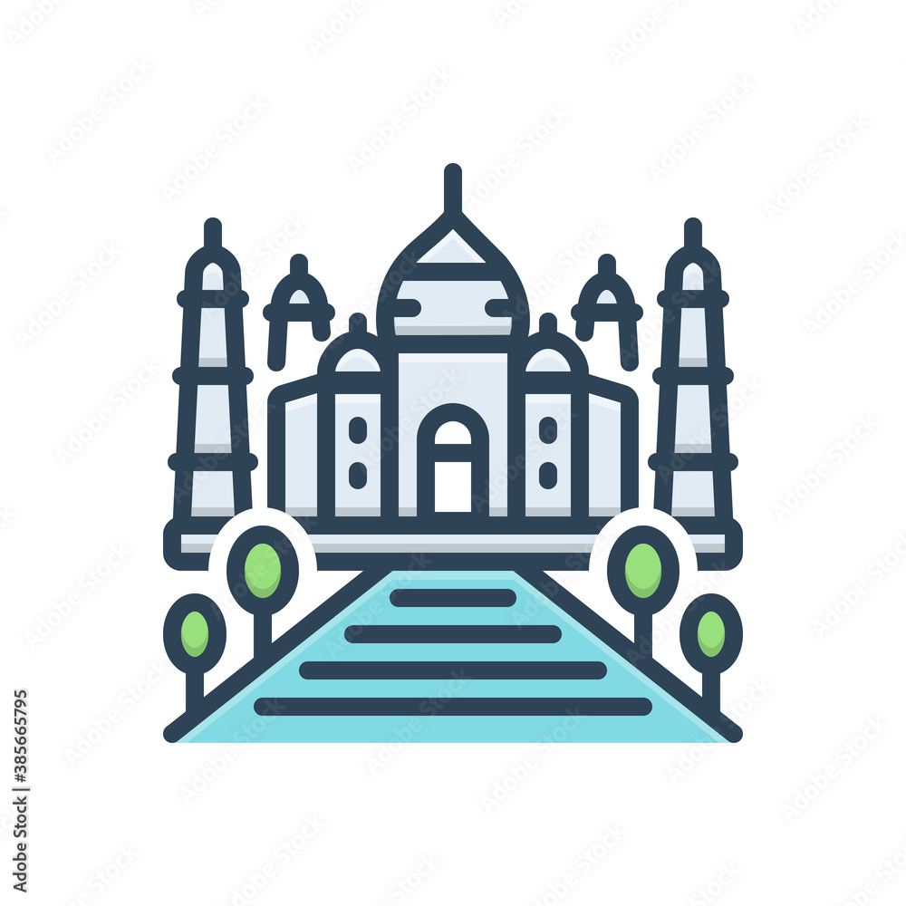 Color illustration icon for monument