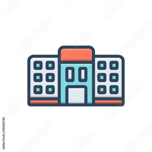 Color illustration icon for hostel