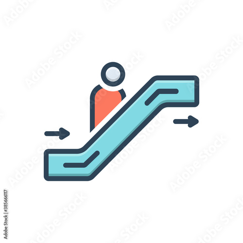 Color illustration icon for escalator