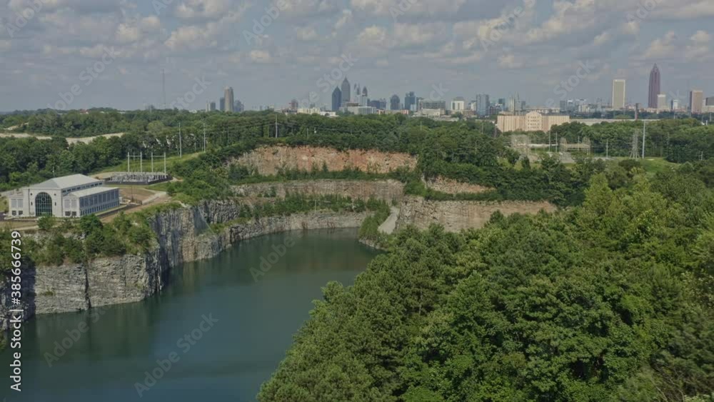 Atlanta Georgia Aerial v617 panning shot of Westside Reservoir Park during daytime - July 2020 Atlanta Georgia Aerial v617 panning shot of Westside Reservoir Park during daytime - July 2020