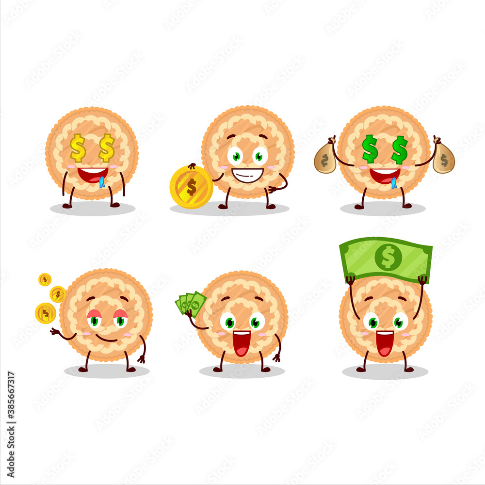 Potatoes pie cartoon character with cute emoticon bring money