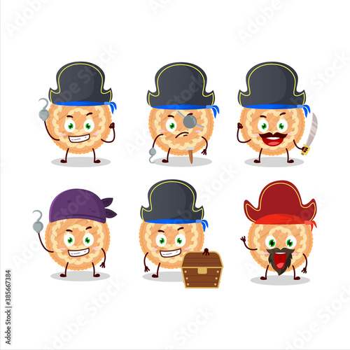 Cartoon character of potatoes pie with various pirates emoticons