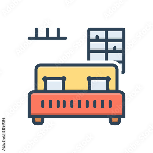 Color illustration icon for bedroom bar