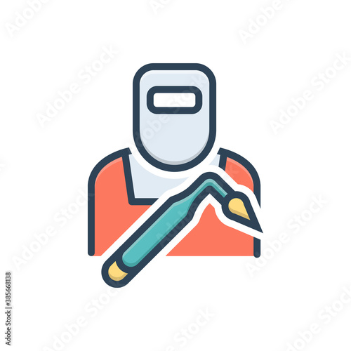 Color illustration icon for welder