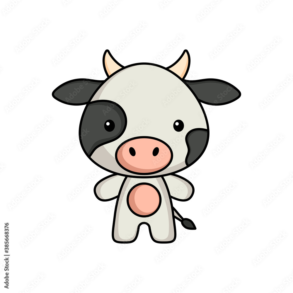 Cute cartoon cow logo template on white background. Mascot animal character design of album, scrapbook, greeting card, invitation, flyer, sticker, card. Vector stock illustration. Cute cartoon cow logo template on white background. Mascot animal character design of album, scrapbook, greeting card, invitation, flyer, sticker, card. Vector stock illustration.