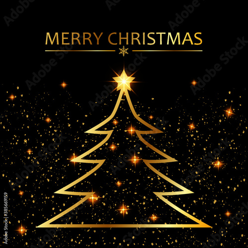 christmas card with gold pattern on black background