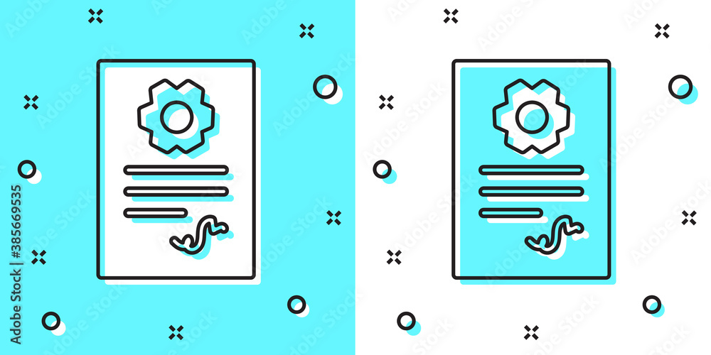 Black line Auto service check automotive icon isolated on green and white background. Car service. Random dynamic shapes. Vector Illustration.