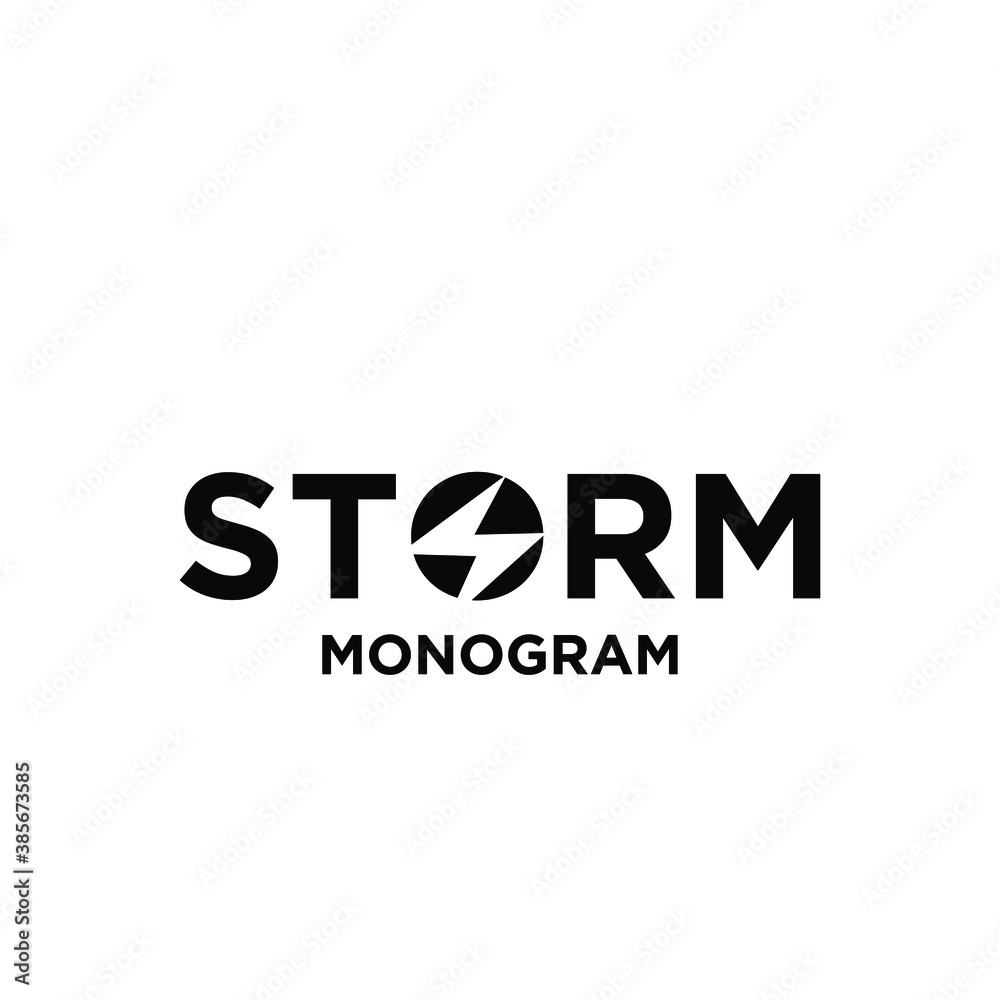 storm with initial letter with o modification as thunderbolt vector logo icon illustration design isolated white background