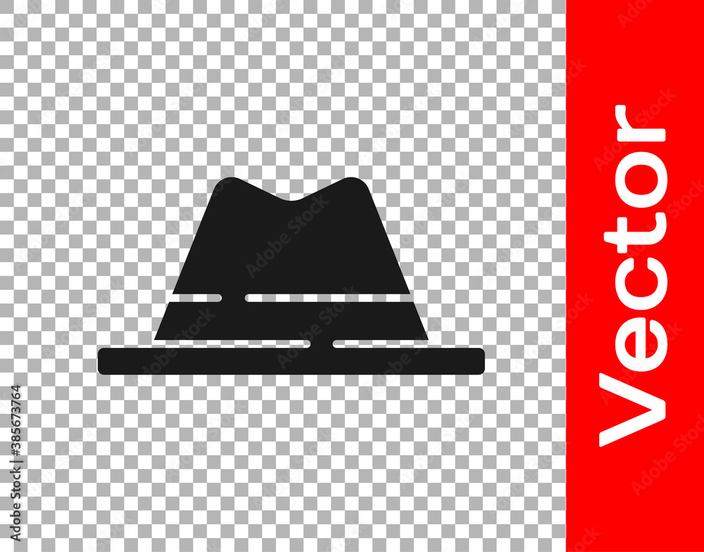 Black Man hat with ribbon icon isolated on transparent background. Vector. Black Man hat with ribbon icon isolated on transparent background. Vector.