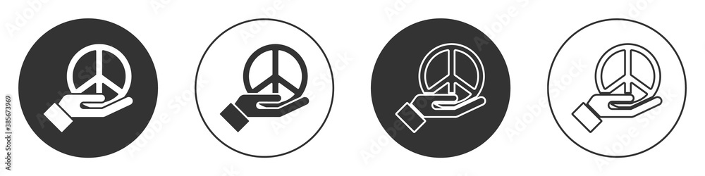 Black Peace icon isolated on white background. Hippie symbol of peace. Circle button. Vector. Black Peace icon isolated on white background. Hippie symbol of peace. Circle button. Vector.
