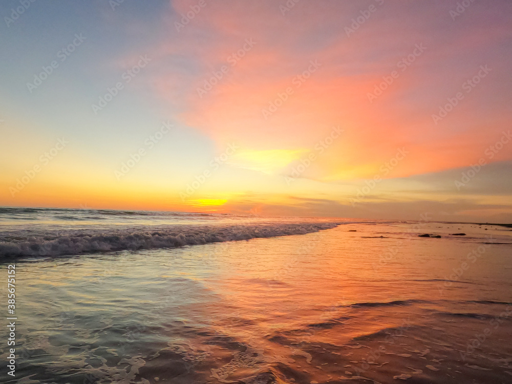 Golden sunset time in Cox's Bazar Sea beach