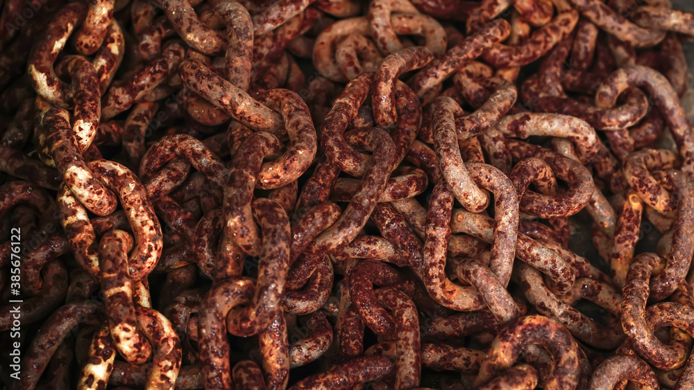 Large iron chains that rust, corrode and old. Large iron chains that rust, corrode and old.