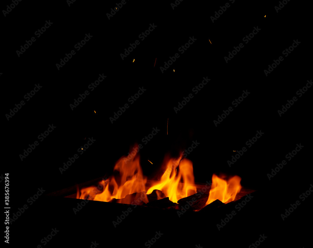 Fototapeta premium Fire on black background