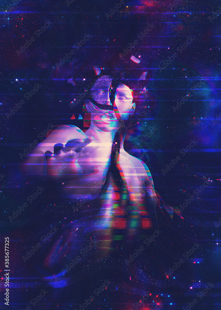 Fototapeta premium Sci fi design with 3d man