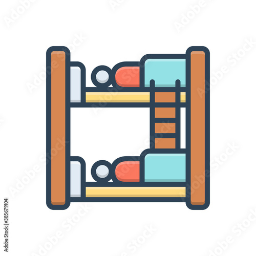 Color illustration icon for hostel