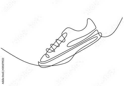 Shoe continuous line drawing. Sports sneakers shoes for your fashion or activity. Fashionable and casual for woman and man hand drawn sketch. Vector minimalistic hand drawn illustration