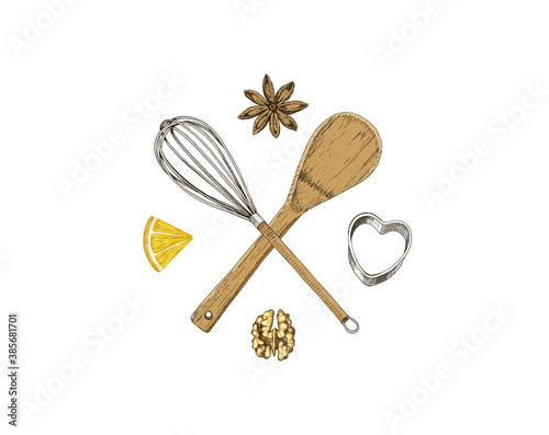 Hand drawn baking logo template