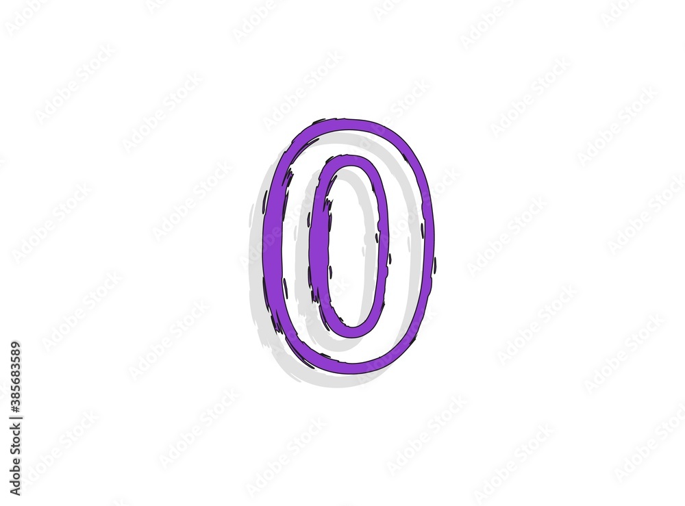 0 font purple number, hand drawn brush stroke. Modern, cartoon calligraphic design. For design element, logo, creative poster etc. Vector illustration 0 font purple number, hand drawn brush stroke. Modern, cartoon calligraphic design. For design element, logo, creative poster etc. Vector illustration