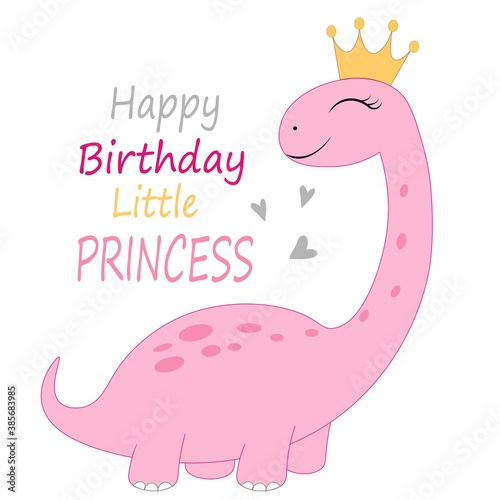 cute pink dinosaur vector illustration