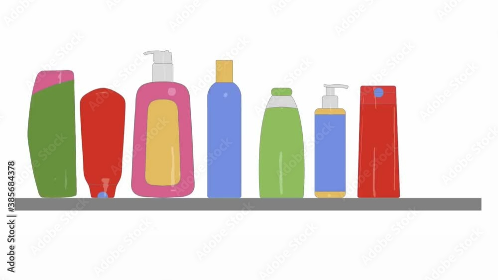 shampoos stand in a row on the shelf different color with highlights video shampoos stand in a row on the shelf different color with highlights video