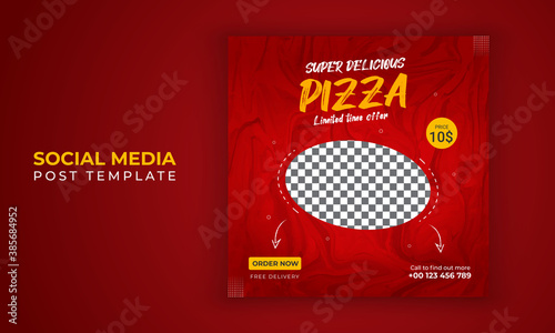 Editable  Pizza social media post template Design, Junk Food, Burger, Chicken, Restaurant Flyer Template Design. Food Social Media Post Template